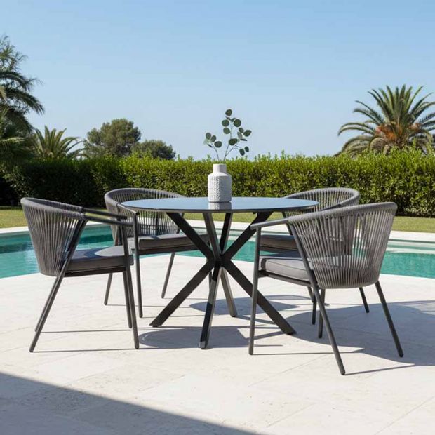 Outdoor Round Backrest Rope Woven Dining Chair - 11D27I