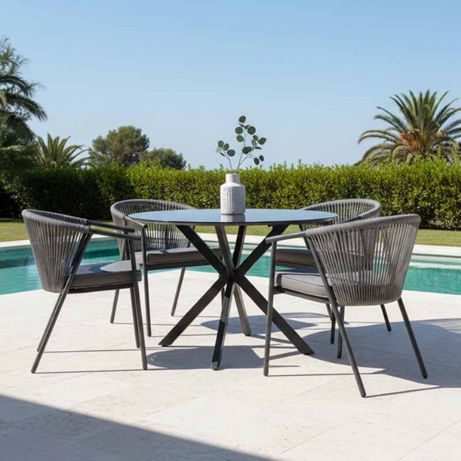 Outdoor Round Backrest Rope Woven Dining Chair - 11D27I