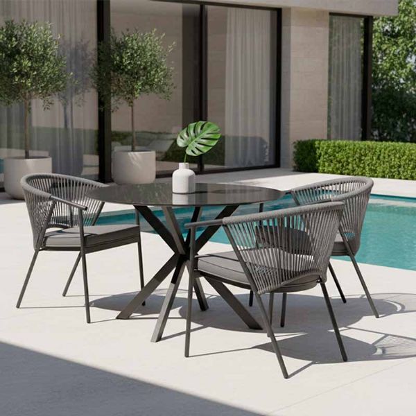 Outdoor Round Backrest Rope Woven Dining Chair - 11D27I