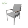 Outdoor WPC Armrest Aluminum Alloy Dining Chair with Cushion - 11D27J
