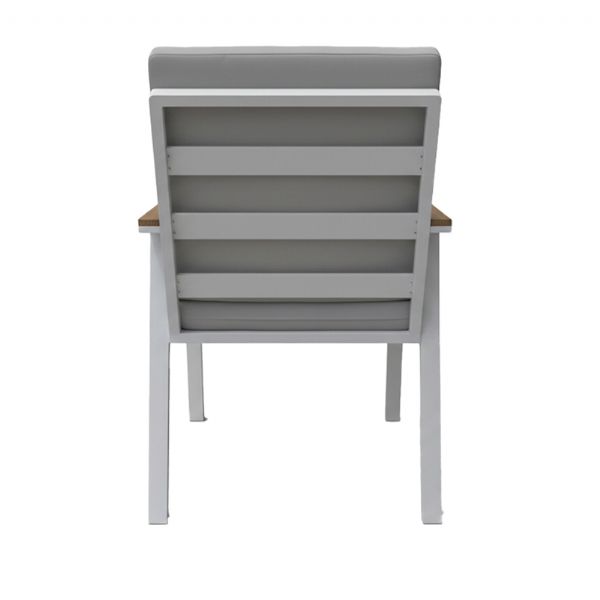 Outdoor WPC Armrest Aluminum Alloy Dining Chair with Cushion - 11D27J