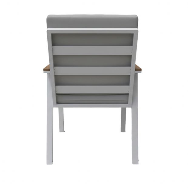 Outdoor WPC Armrest Aluminum Alloy Dining Chair with Cushion - 11D27J