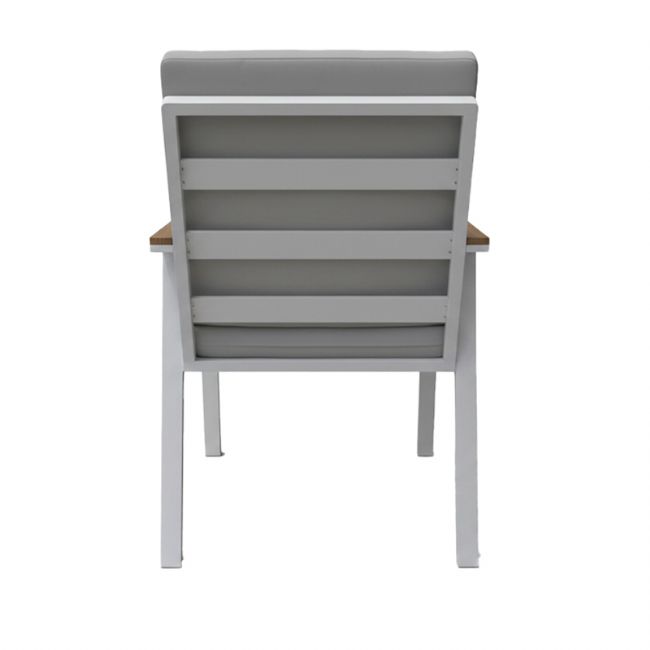 Outdoor WPC Armrest Aluminum Alloy Dining Chair with Cushion - 11D27J