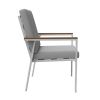 Outdoor WPC Armrest Aluminum Alloy Dining Chair with Cushion - 11D27J