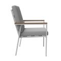 Outdoor WPC Armrest Aluminum Alloy Dining Chair with Cushion - 11D27J