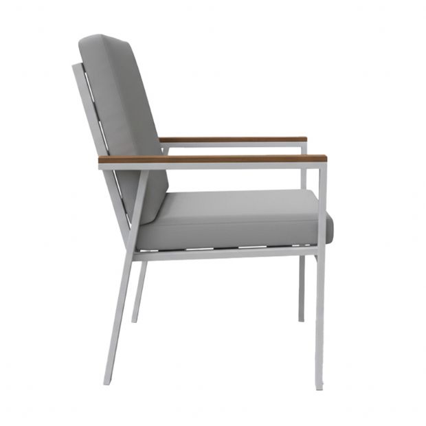 Outdoor WPC Armrest Aluminum Alloy Dining Chair with Cushion - 11D27J