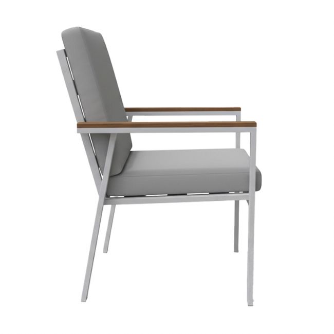 Outdoor WPC Armrest Aluminum Alloy Dining Chair with Cushion - 11D27J