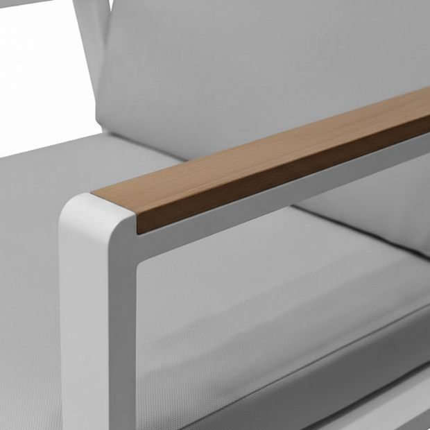 Outdoor WPC Armrest Aluminum Alloy Dining Chair with Cushion - 11D27J