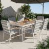 Outdoor WPC Armrest Aluminum Alloy Dining Chair with Cushion - 11D27J