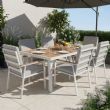 Outdoor WPC Armrest Aluminum Alloy Dining Chair with Cushion - 11D27J