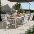 Outdoor WPC Armrest Aluminum Alloy Dining Chair with Cushion - 11D27J