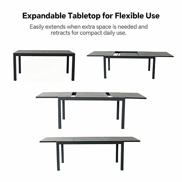 Wholesale Extendable Aluminum Patio Dining Table with DPC Top - 11D07H