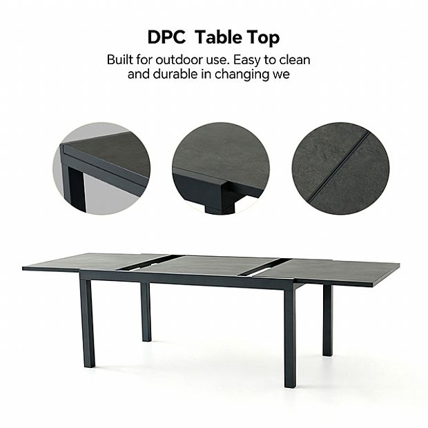 Wholesale Extendable Aluminum Patio Dining Table with DPC Top - 11D07H