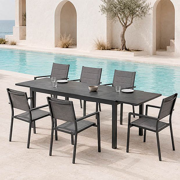 Wholesale Extendable Aluminum Patio Dining Table with DPC Top - 11D07H