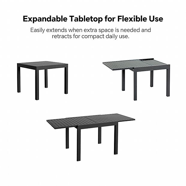 HF Patios Wholesale Extendable Aluminum Outdoor Dining Table for Patio Garden Furniture Supply - 11D08A