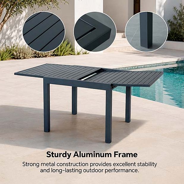 HF Patios Wholesale Extendable Aluminum Outdoor Dining Table for Patio Garden Furniture Supply - 11D08A