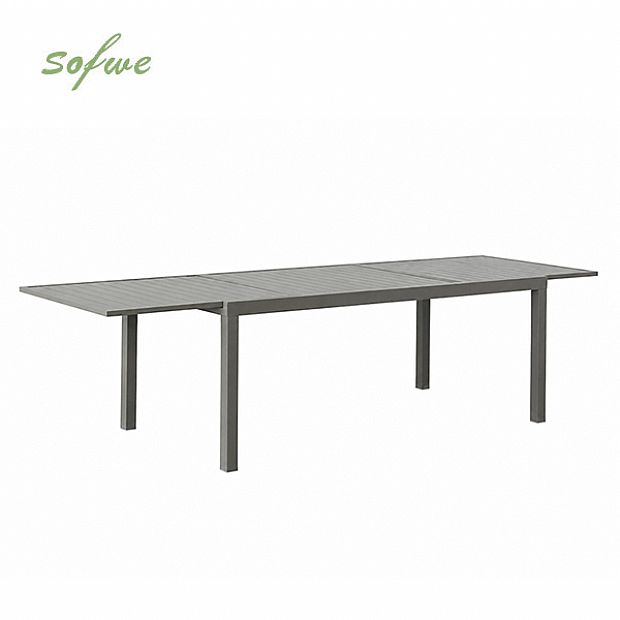 Wholesale Extendable Aluminum Patio Dining Table with Slatted Top - 11D08B