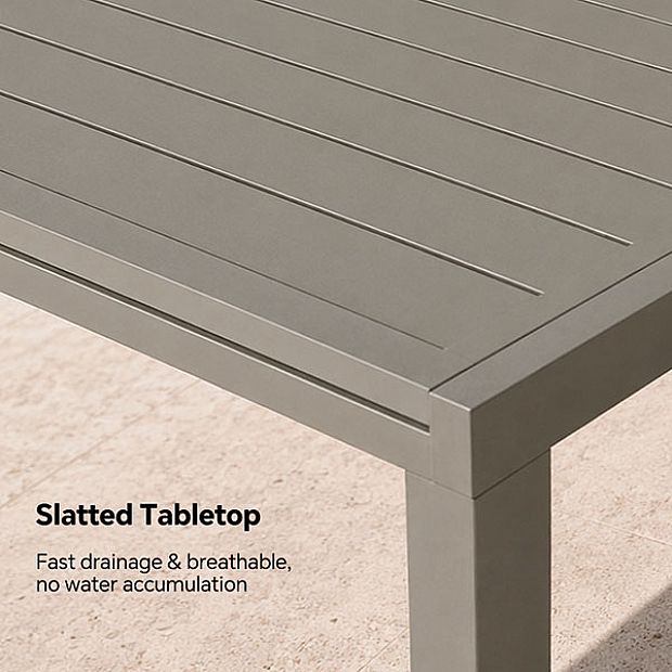 Wholesale Extendable Aluminum Patio Dining Table with Slatted Top - 11D08B