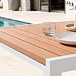 Wholesale Extendable Aluminum Patio Dining Table with Wood-Grain Slatted Top - 11D08F