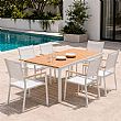 Wholesale Extendable Aluminum Patio Dining Table with Wood-Grain Slatted Top - 11D08F