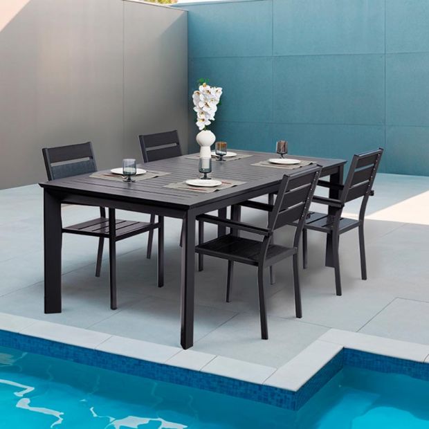 Aluminum Butterfly Flip Extendable Dining Table - 11D08M