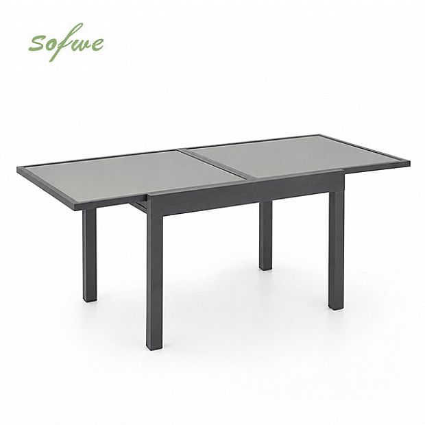 HF Patios Wholesale Extendable Outdoor Dining Table with 5mm Tempered Screen Printed Glass Top - 11D10A