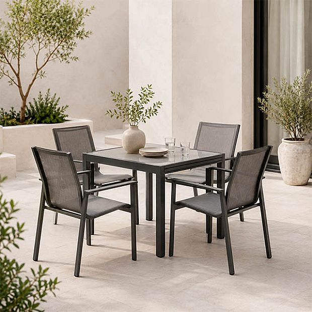 HF Patios Wholesale Extendable Outdoor Dining Table with 5mm Tempered Screen Printed Glass Top - 11D10A