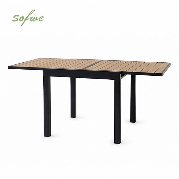 HF Patios Wholesale Extendable Outdoor Dining Table with Aluminum Frame & WPC Slat Top - 11D10H