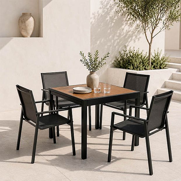 HF Patios Wholesale Extendable Outdoor Dining Table with Aluminum Frame & WPC Slat Top - 11D10H