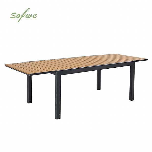 Wholesale Extendable WPC Patio Dining Table with Powder-Coated Aluminum Frame - 11D10J