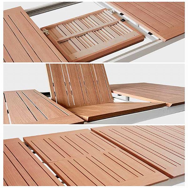 Aluminum Butterfly Leaf Pull Out Extension Outdoor Extendable Dining Table - 11D15K