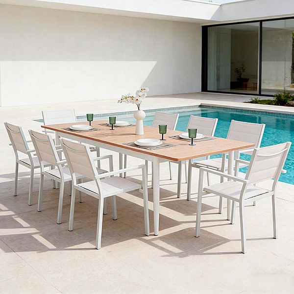 Aluminum Butterfly Leaf Pull Out Extension Outdoor Extendable Dining Table - 11D15K