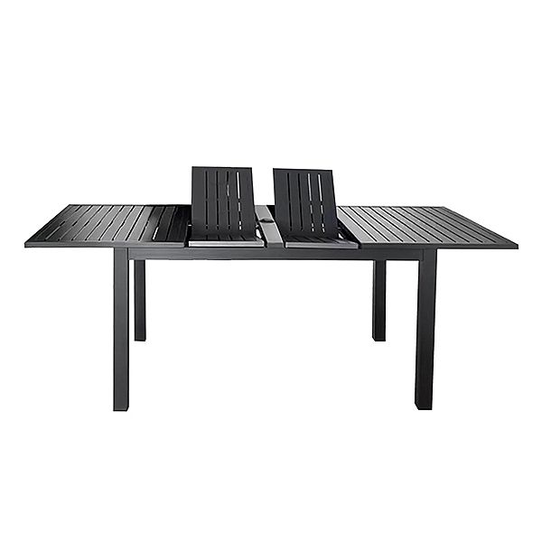 Aluminum Butterfly Leaf Extendable Patio Dining Table with Umbrella Hole for Garden - 11D26B