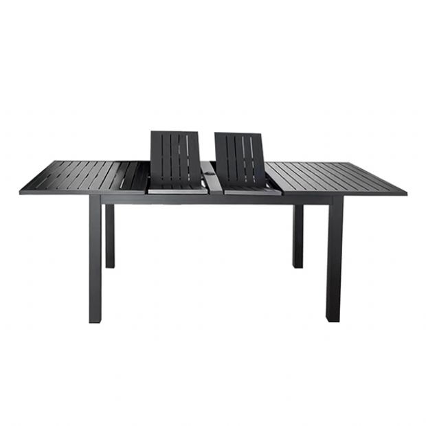 Aluminum Butterfly Leaf Extendable Patio Dining Table with Umbrella Hole for Garden - 11D26B