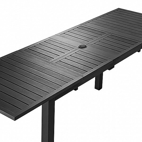 Aluminum Butterfly Leaf Extendable Patio Dining Table with Umbrella Hole for Garden - 11D26B