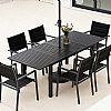 Aluminum Butterfly Leaf Extendable Patio Dining Table with Umbrella Hole for Garden - 11D26B