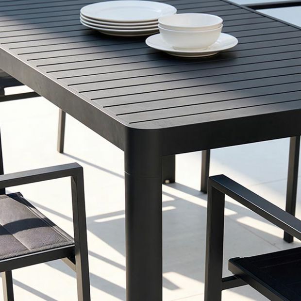 Wholesale Outdoor Aluminum Extendable Dining Table Slat Top Rectangular Patio Garden Table - 11D26C