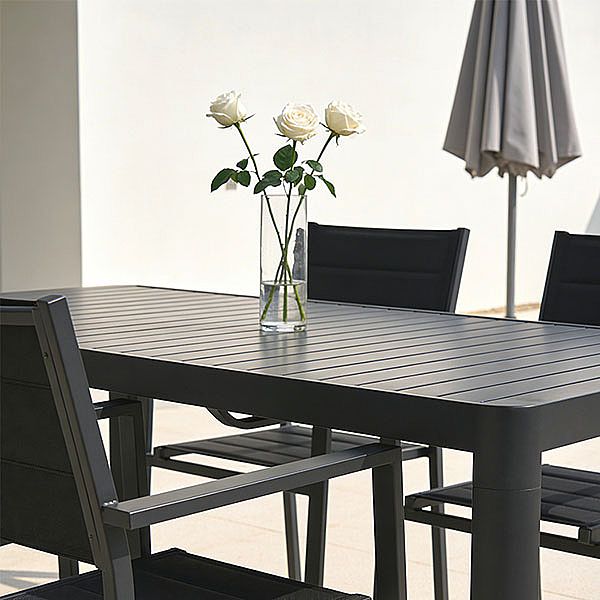 Wholesale Outdoor Aluminum Extendable Dining Table Slat Top Rectangular Patio Garden Table - 11D26C