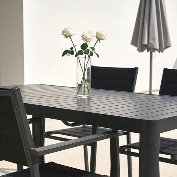 Wholesale Outdoor Aluminum Extendable Dining Table Slat Top Rectangular Patio Garden Table - 11D26C