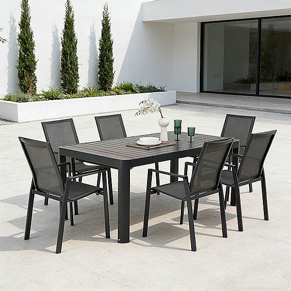 Wholesale Outdoor Aluminum Extendable Dining Table Slat Top Rectangular Patio Garden Table - 11D26C