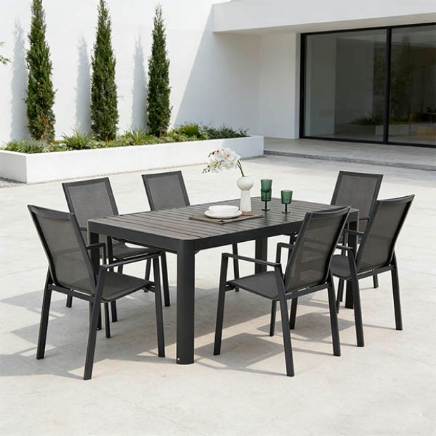 Wholesale Outdoor Aluminum Extendable Dining Table Slat Top Rectangular Patio Garden Table - 11D26C