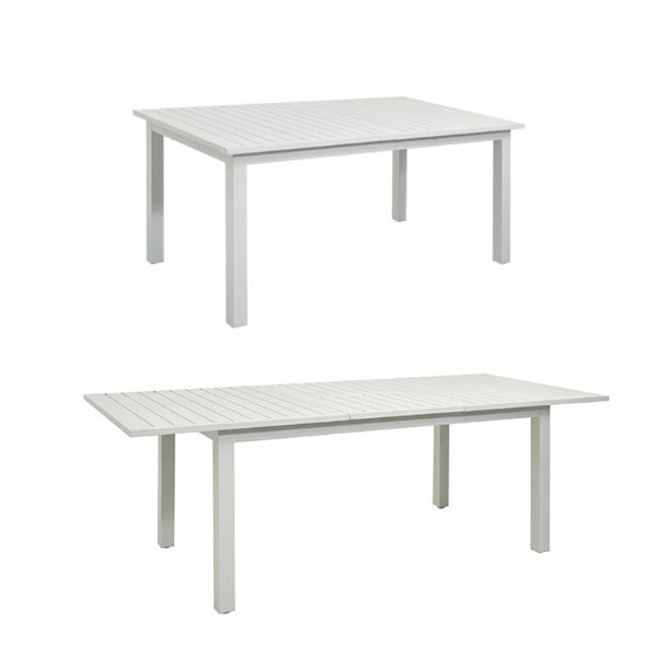 White Aluminum Extendable Patio Dining Table for 6-8 People - 11D26D