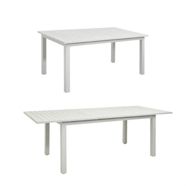 White Aluminum Extendable Patio Dining Table for 6-8 People - 11D26D
