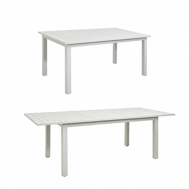 White Aluminum Extendable Patio Dining Table for 6-8 People - 11D26D