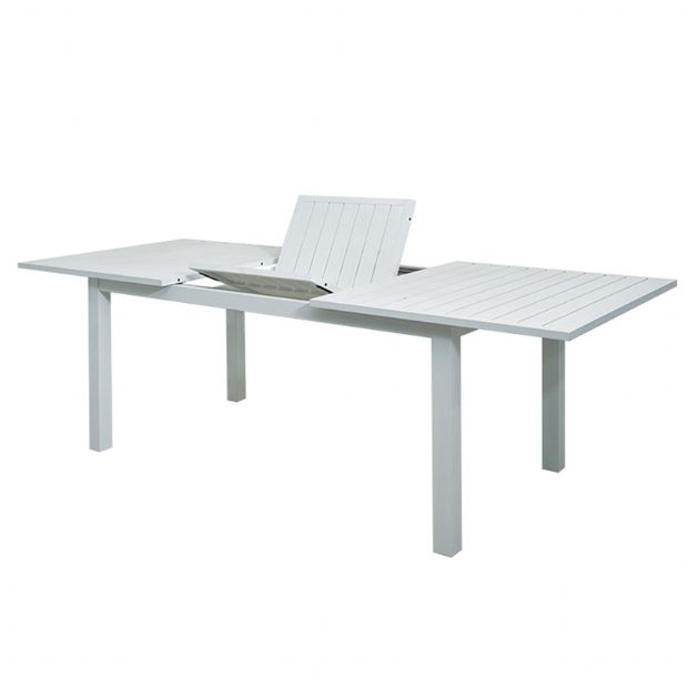White Aluminum Extendable Patio Dining Table for 6-8 People - 11D26D