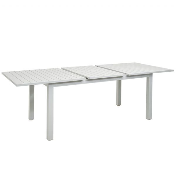 White Aluminum Extendable Patio Dining Table for 6-8 People - 11D26D