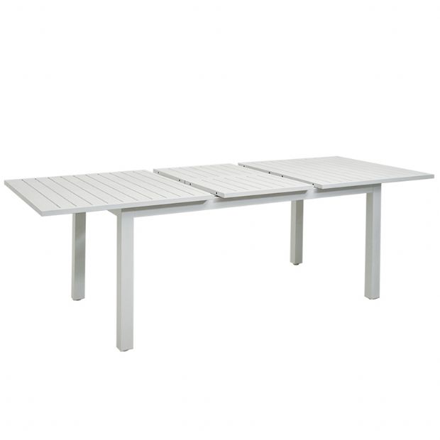 White Aluminum Extendable Patio Dining Table for 6-8 People - 11D26D