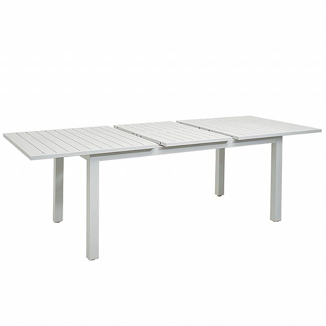 White Aluminum Extendable Patio Dining Table for 6-8 People - 11D26D