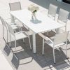 White Aluminum Extendable Patio Dining Table for 6-8 People - 11D26D