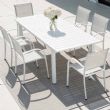 White Aluminum Extendable Patio Dining Table for 6-8 People - 11D26D